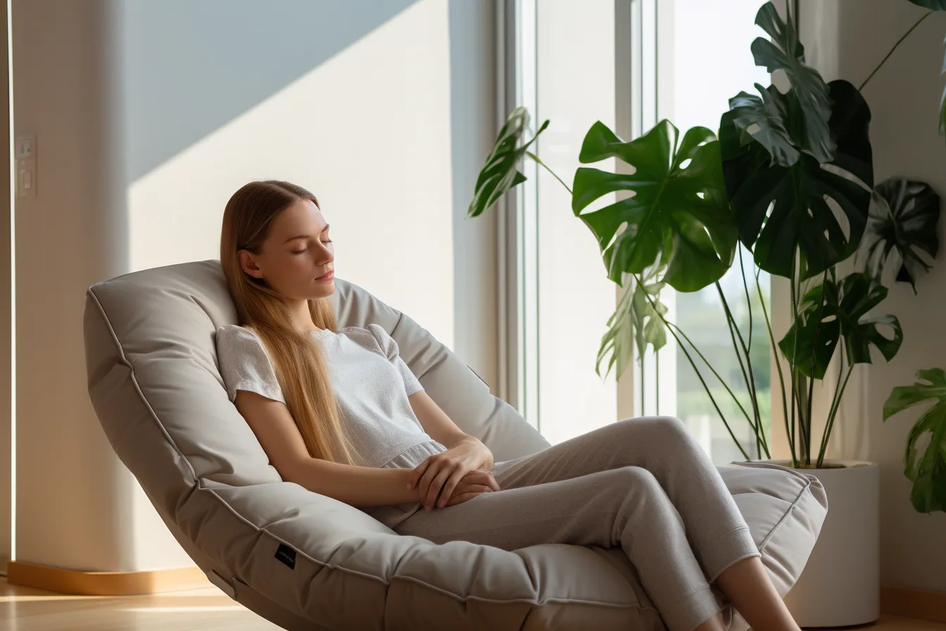 Entspannte Frau dank Shiatsu-Massagekissen